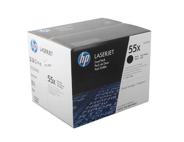 Картридж HP CE255XD для LaserJet P3015/P3015d/P3015dn/P3015x, черный (12 500 стр) сдвоенный