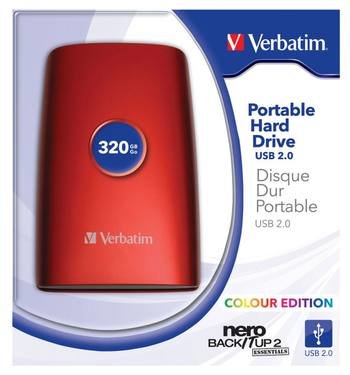 Внешний жесткий диск 2.5'' Verbatim 320Gb Portable USB 2.0 (47583)  красный